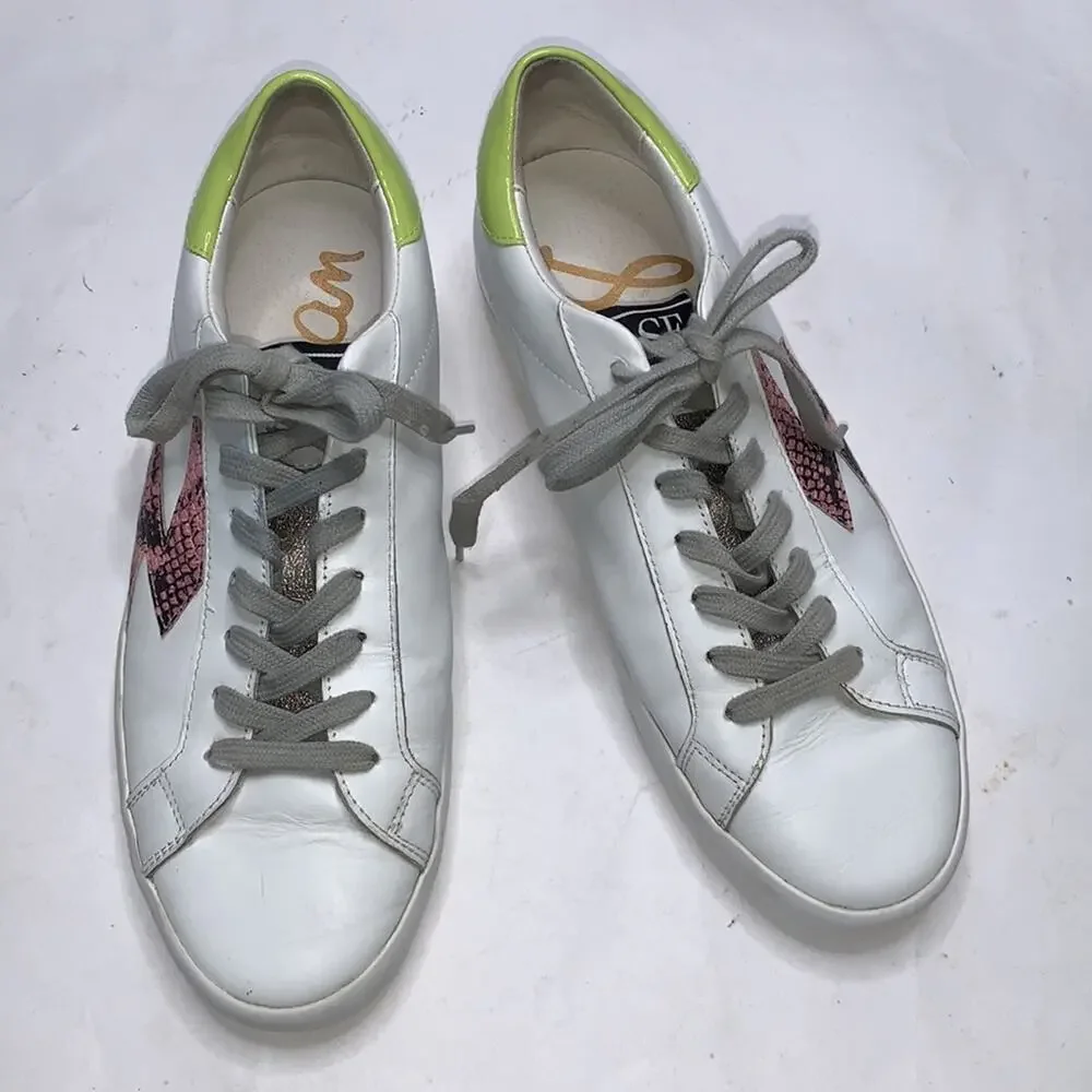Sam Edelman Areson White Leather Sneakers S-130 Sz 39 EU / 9 US
